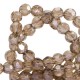 Faceted glass beads 4mm round Light topaz-top shine coating